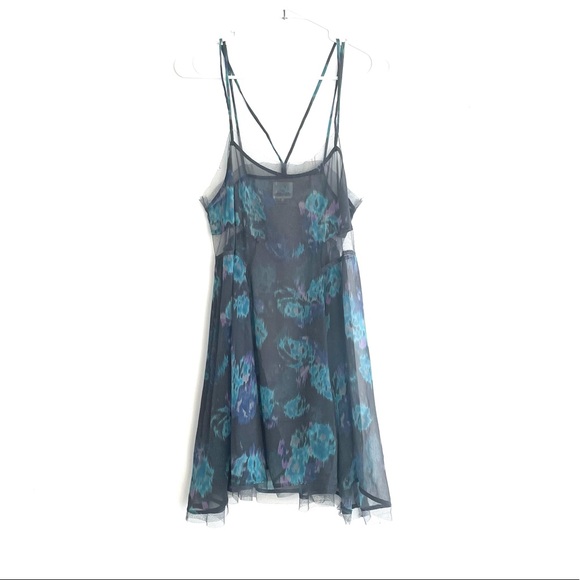 Free People Intimately Chiffon Blue Poppyfield Midnight Slip Dress Size XS-S - Picture 2 of 14